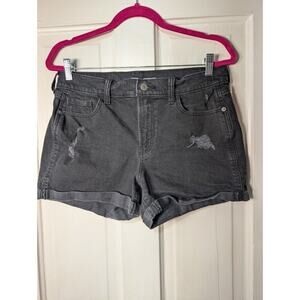 Old Navy Women's Boyfriend Shorts Mid Rise Black Distressed Size 8 Denim (806)